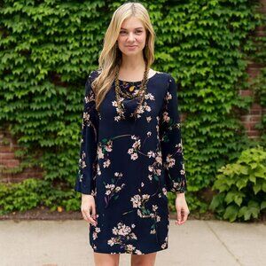 Lulus Herbaceous Babe Floral Shift Dress | Navy Pink | Size M | EUC